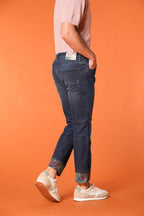 Harris 5 Tasche pantalone uomo denim con stampa interna floreale slim fit