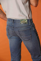 Harris 5 Tasche pantalone uomo denim con stampa interna mimetica slim fit