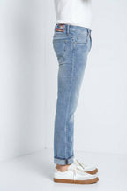 Harris pantalon 5 poches homme en denim délavage clair imprimé Hawaï slim fit