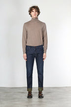 Pantalón Harris de hombre 5 bolsillos en denim Príncipe de Gales regular fit