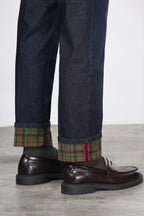 Pantalón Harris de hombre 5 bolsillos en denim Príncipe de Gales regular fit
