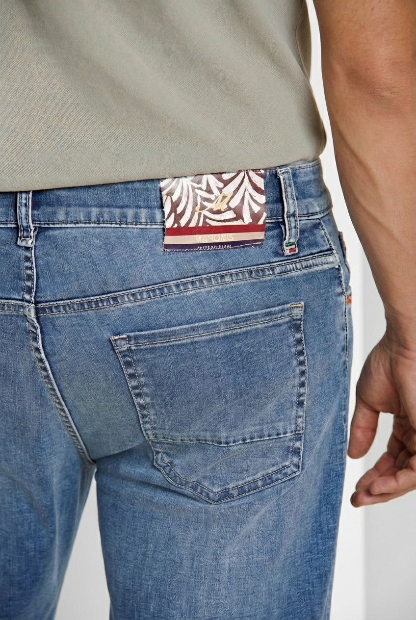 Harris pantalon 5 poches homme en denim avec imprimé feuilles regular fit