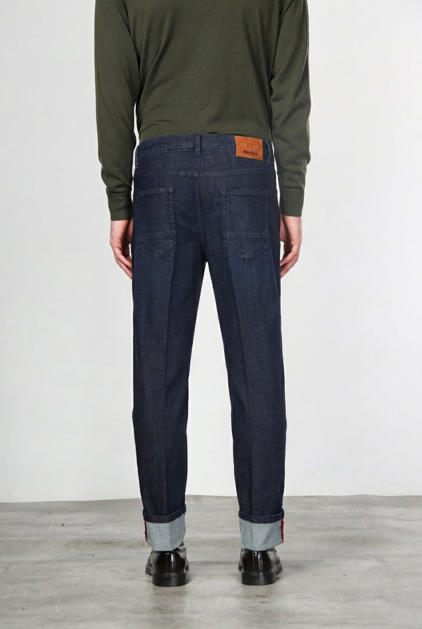 Harris pantalón 5 bolsillos de hombre en tecno denim stretch carrot fit
