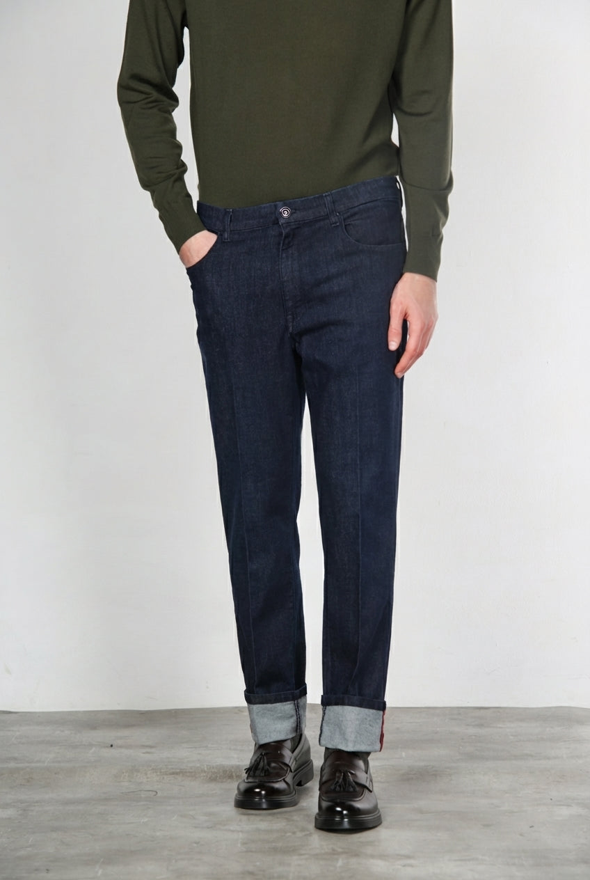 Harris pantalón 5 bolsillos de hombre en tecno denim stretch carrot fit
