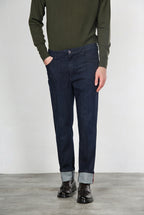 Harris pantalón 5 bolsillos de hombre en tecno denim stretch carrot fit
