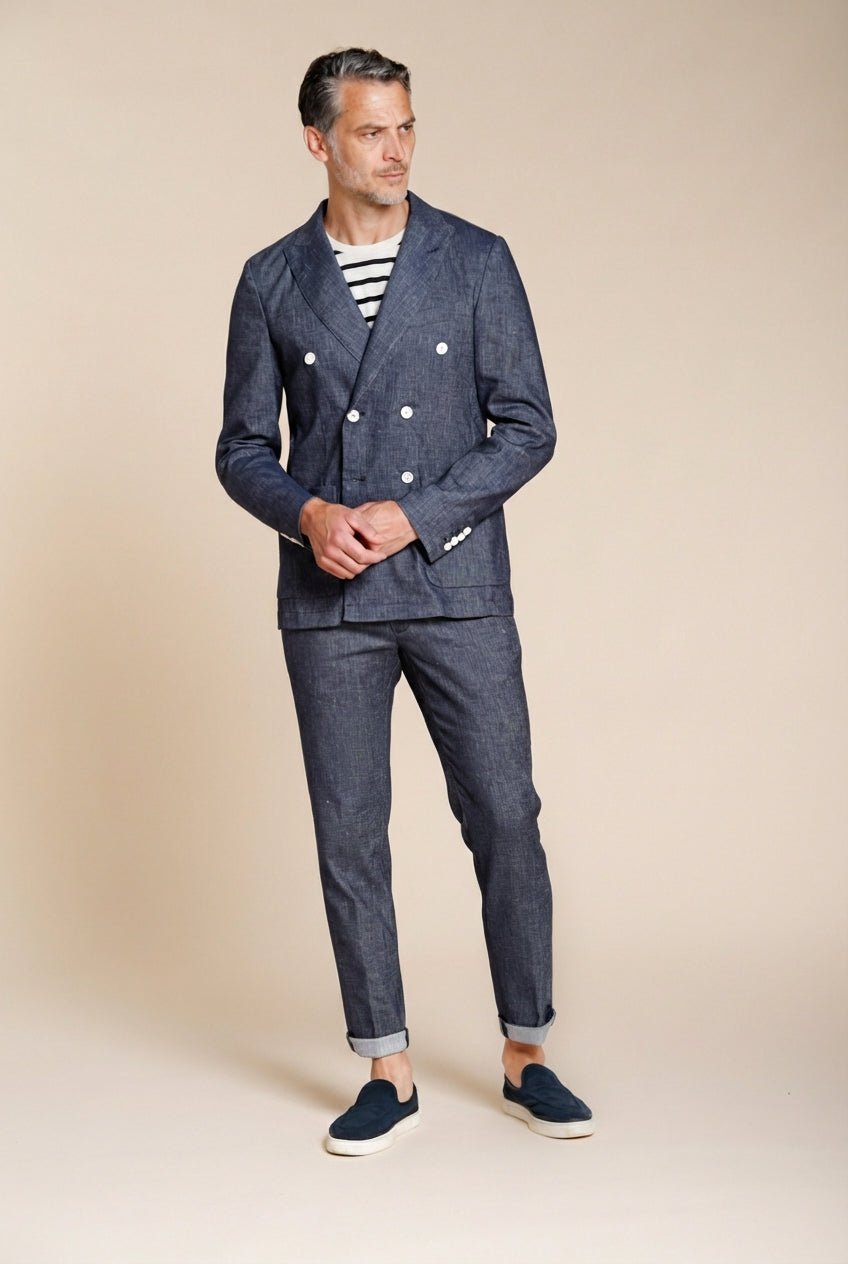 Summer blazer chaqueta hombre cruzado en denim