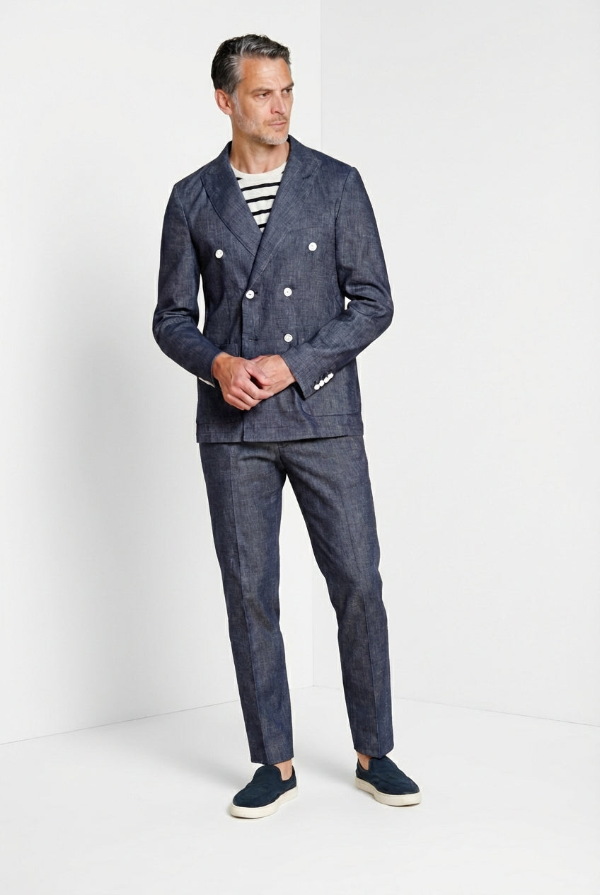 Summer blazer chaqueta hombre cruzado en denim