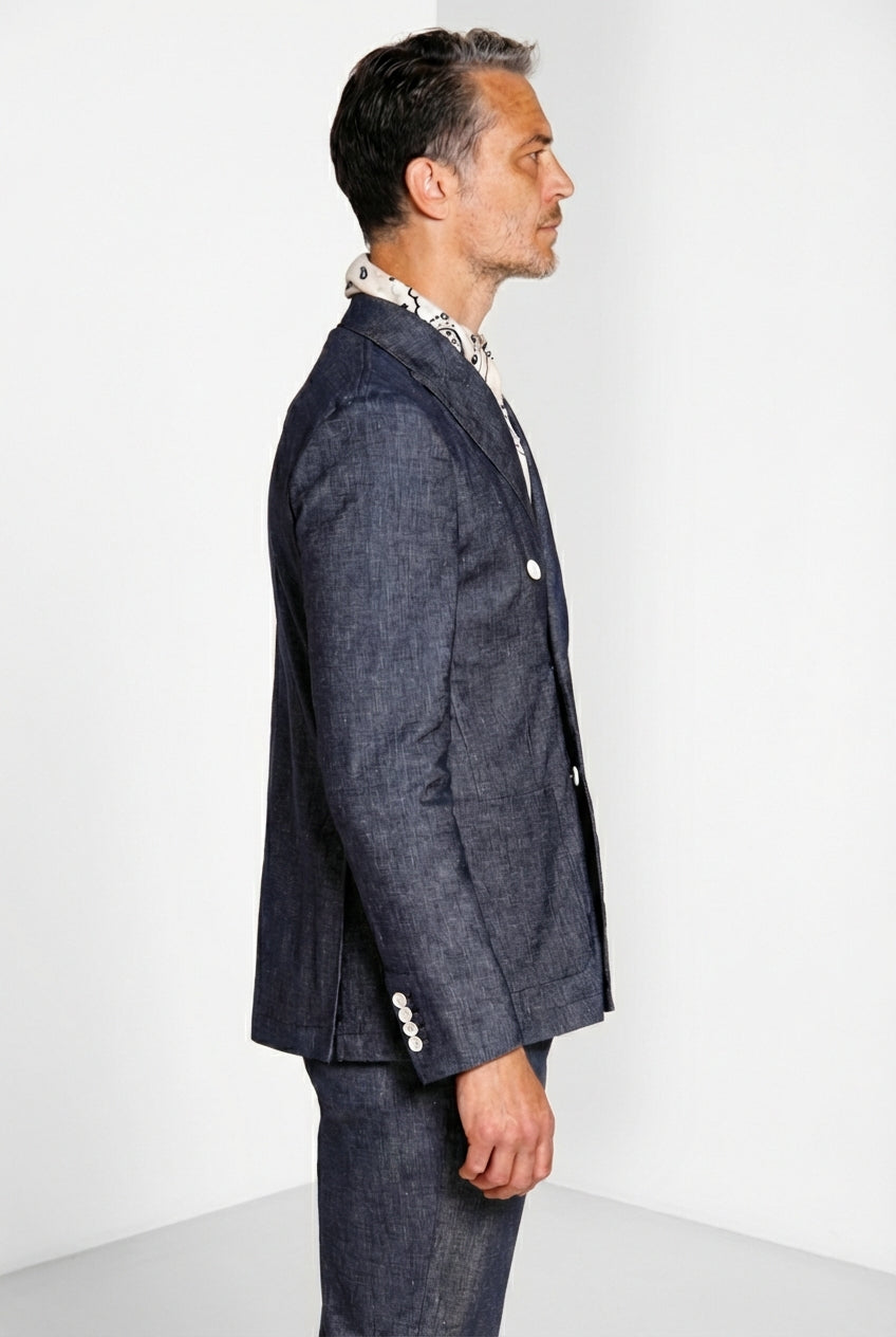 Summer blazer chaqueta hombre cruzado en denim