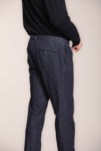 Foto 5 New York 2 Pinces pantalone chino uomo in denim stretch regular fit