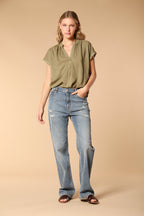 Victoria 5-Tasche Damenhose in Stretch-Denim Blau Straight Fit