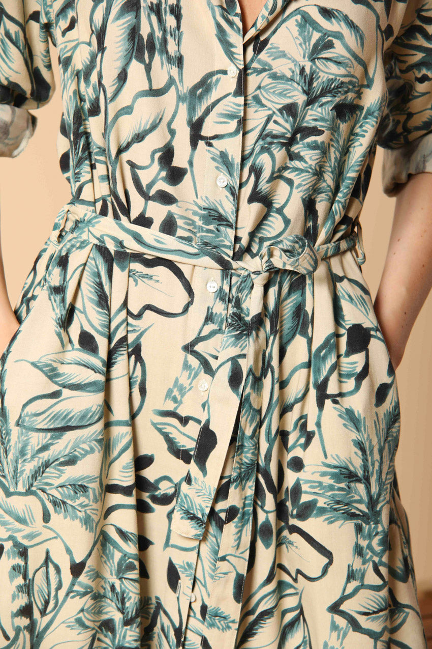 Colette Dress abito lungo donna in tela misto lino e viscosa con stampa a fiori