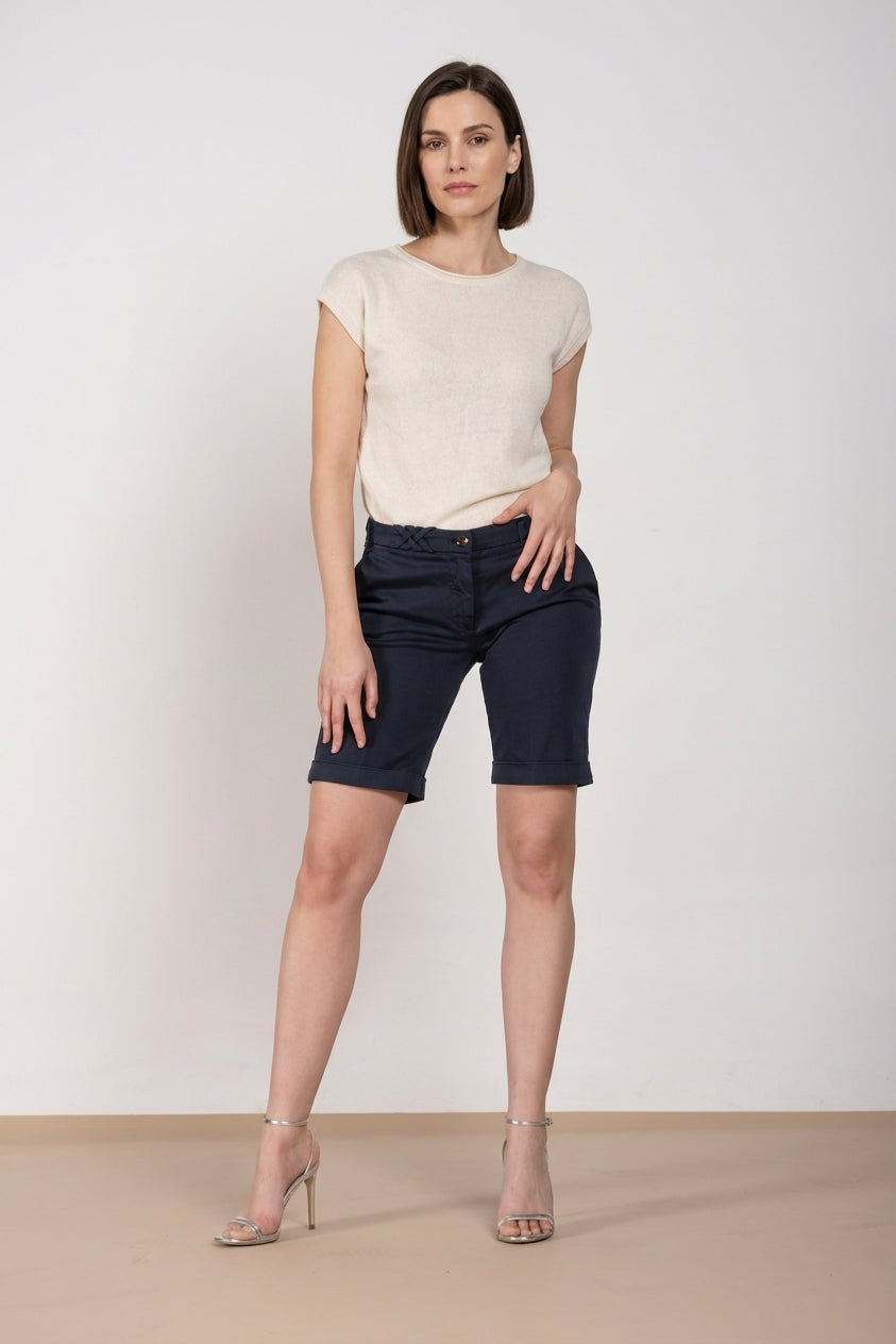 New York bermuda chino mujer en satén stretch slim fit