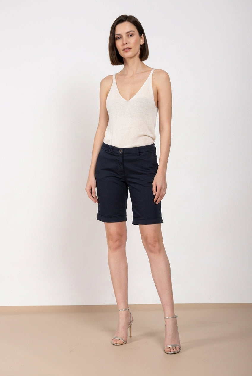 New York bermuda chino mujer en satén stretch slim fit