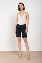New York bermuda chino femme en satin stretch slim fit