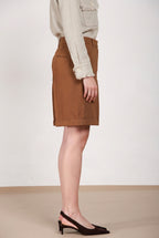 Brigitte bermuda chino donna in cotone e lino fiammato relaxed fit