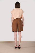 Brigitte bermuda chino donna in cotone e lino fiammato relaxed fit