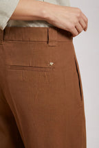 Brigitte bermuda chino donna in cotone e lino fiammato relaxed fit