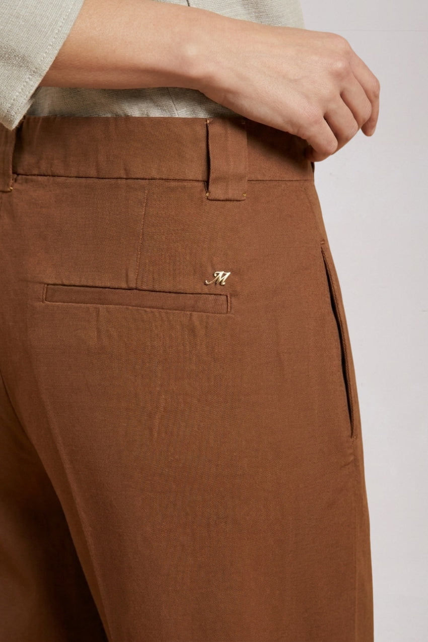 Brigitte bermuda chino mujer en algodón y lino flameado relaxed fit