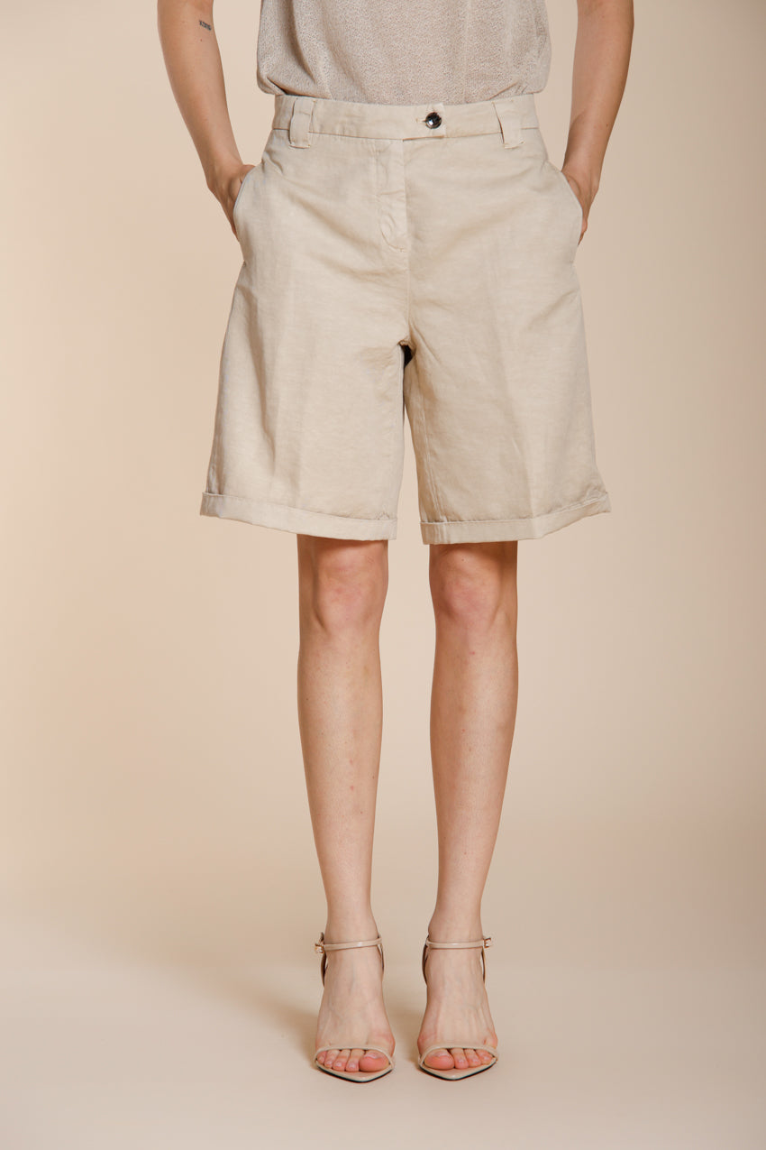 Brigitte bermuda chino femme en coton et lin flammé relaxed fit