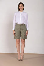Brigitte bermuda chino femme en coton et lin flammé relaxed fit