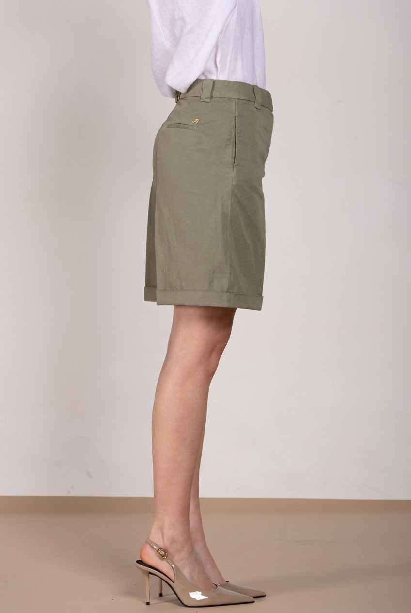 Brigitte bermuda chino mujer de algodón y lino flameado relaxed fit