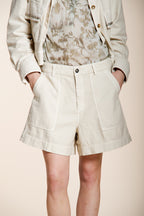 Dallas bermuda cargo donna in cotone fiammato relaxed fit