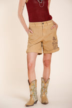 Baltimora bermuda cargo mujer de panama flameado relaxed fit