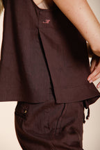 Nhabi camicia donna smanicata in tela misto lino e viscosa