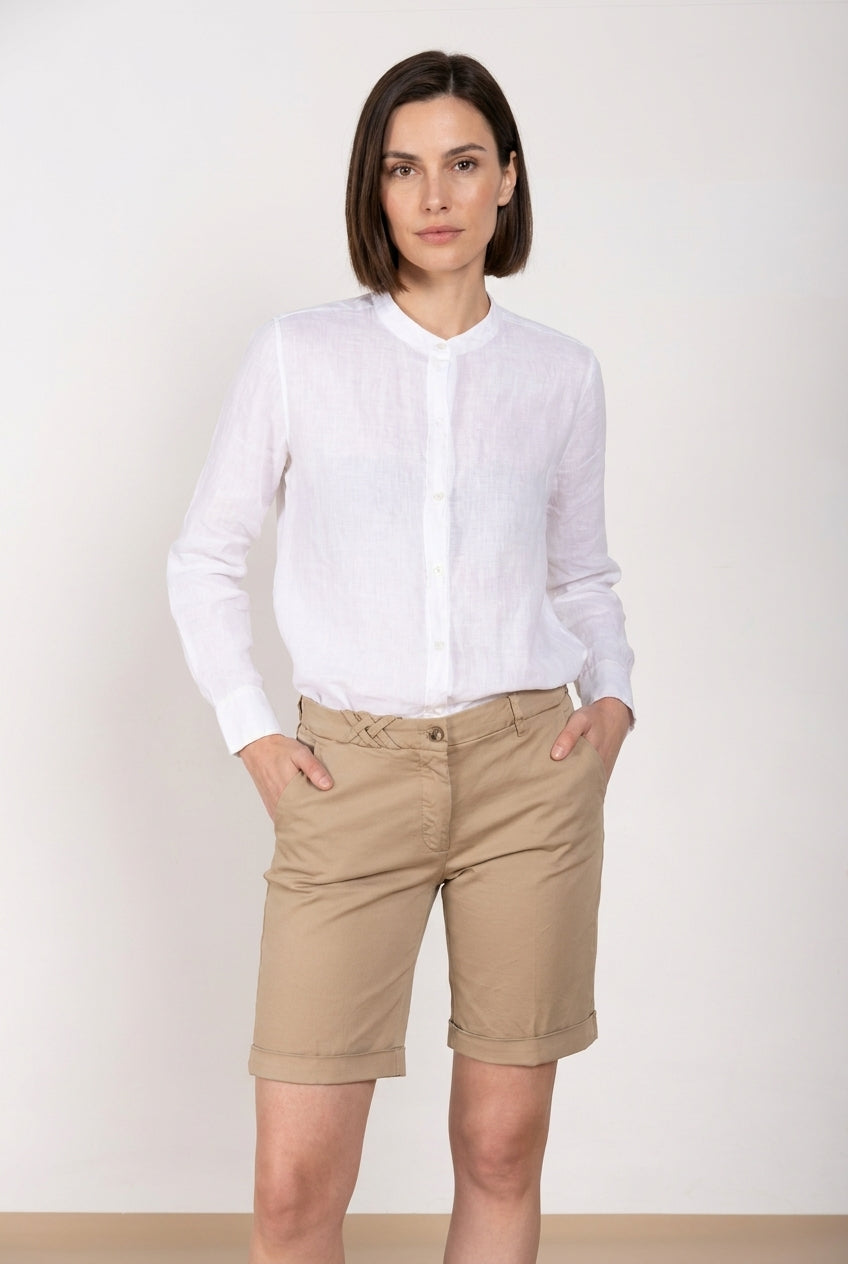 Delhi Hemd Damen Langarm aus Leinen-Canvas