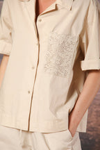 Florida camisa de mujer de manga corta en popelina