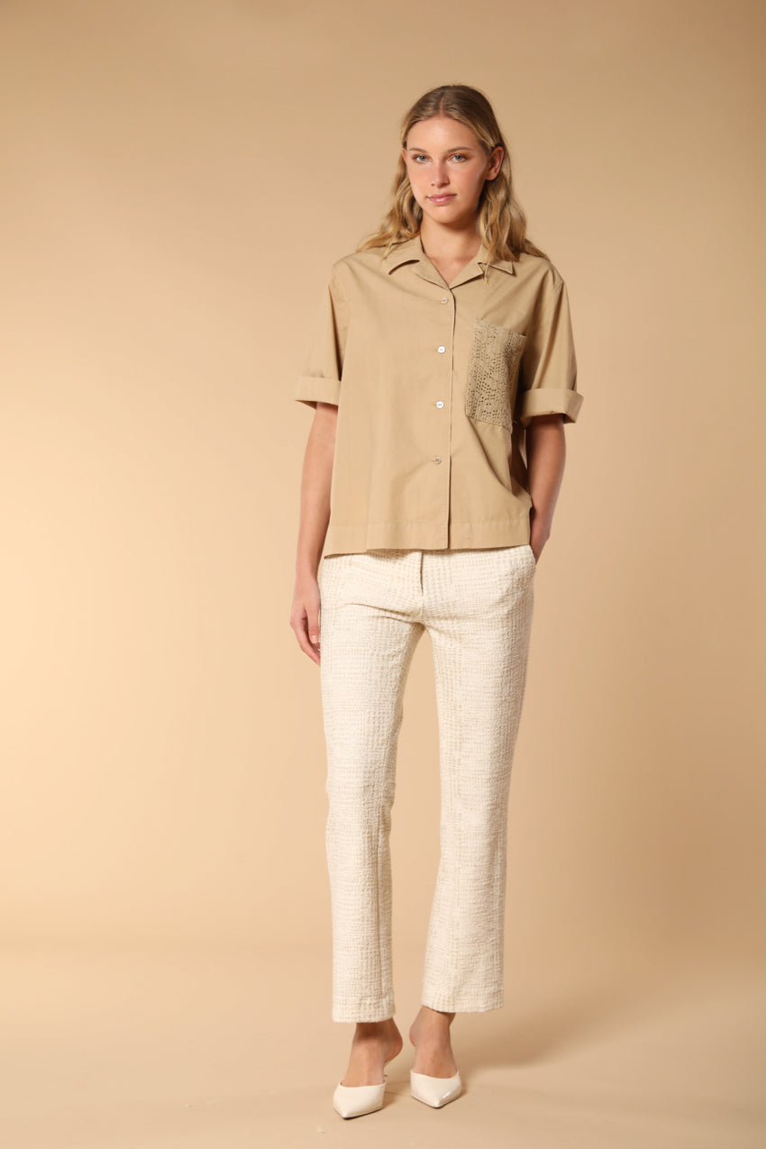 Florida camisa de mujer de manga corta en popelina