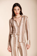 Elaisa camicia donna a manica lunga in maglia fantasia a resca lurex