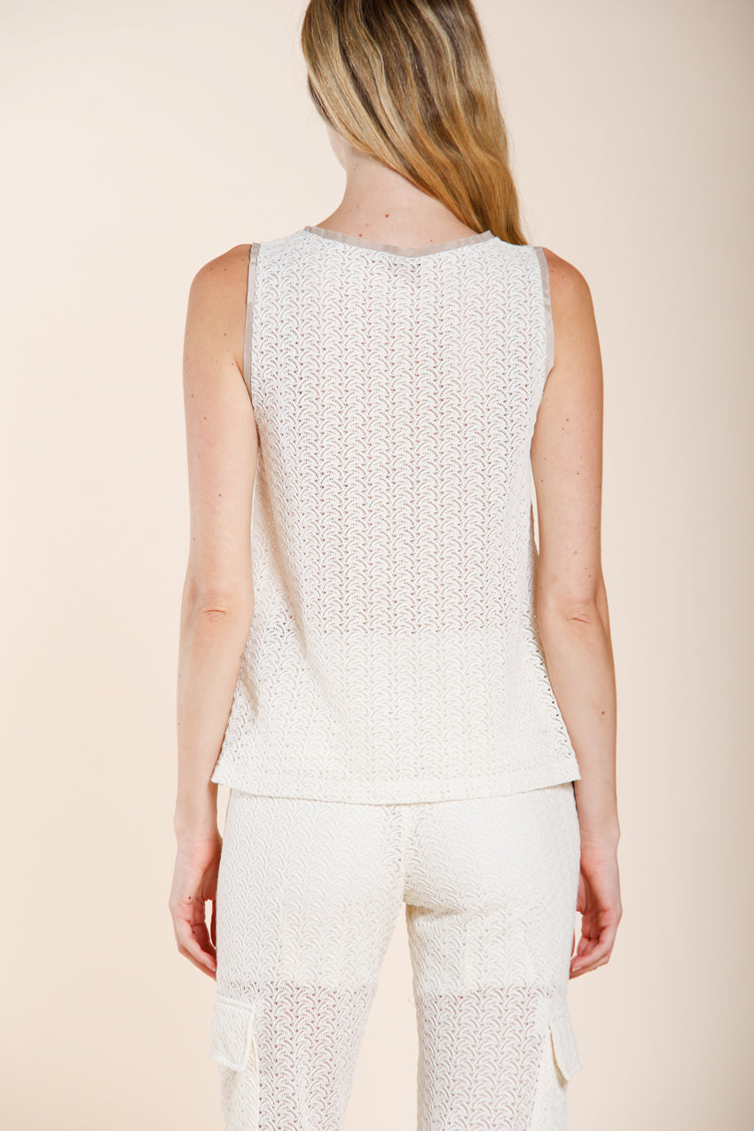 Karina chemise sans manches femme en maille crochet