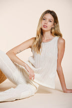 Karina chemise sans manches femme en maille crochet