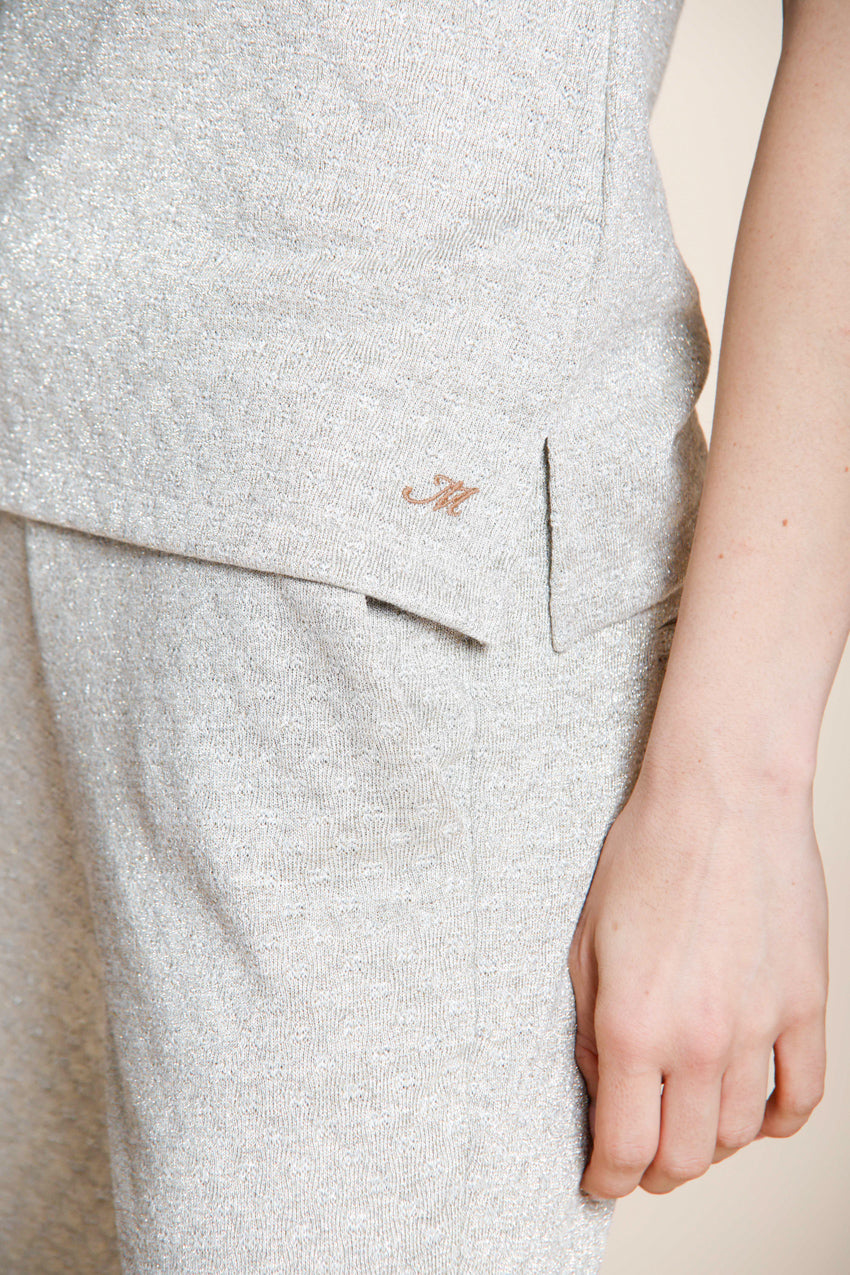 Ada camicia donna a manica corta in tricot lurex