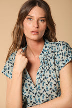 Adele MM chemise femme en voile de coton avec imprimé feuilles