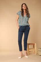 Adele MM chemise femme en voile de coton avec imprimé feuilles