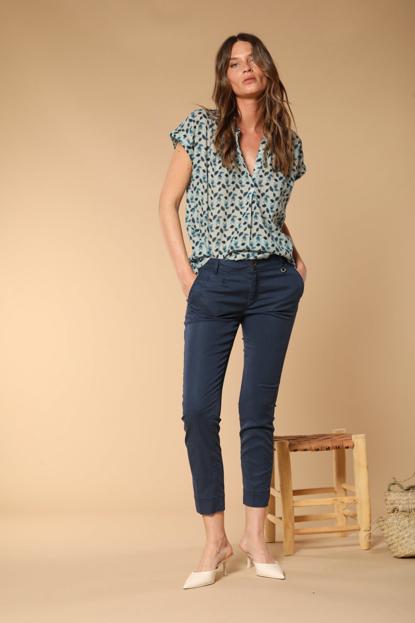 Adele MM chemise femme en voile de coton avec imprimé feuilles