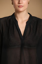 Adele chemise femme à manches longues en mousseline mélange Coton et Soie