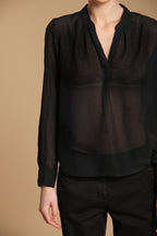 Adele chemise femme à manches longues en mousseline mélange Coton et Soie