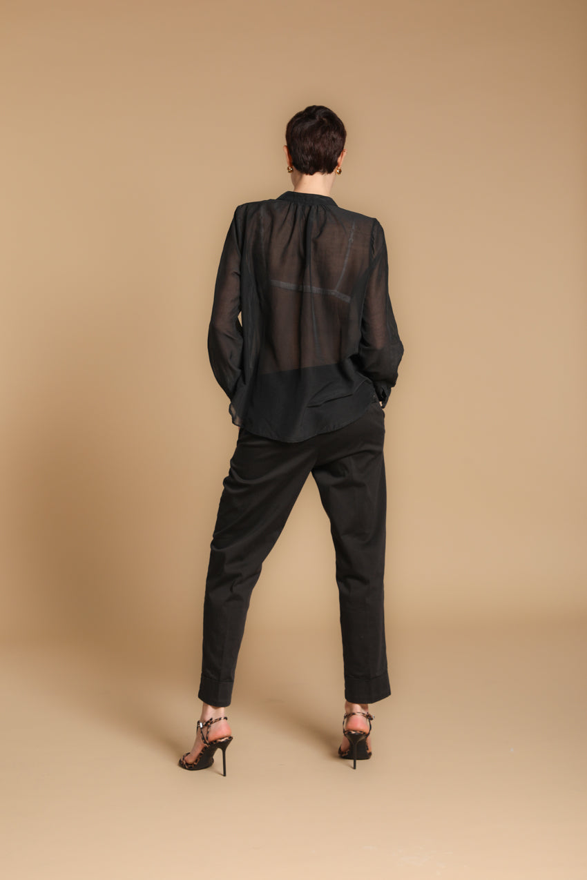 Adele chemise femme à manches longues en mousseline mélange Coton et Soie