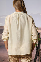 Adele chemise femme à manches longues en mousseline mélange Coton et Soie