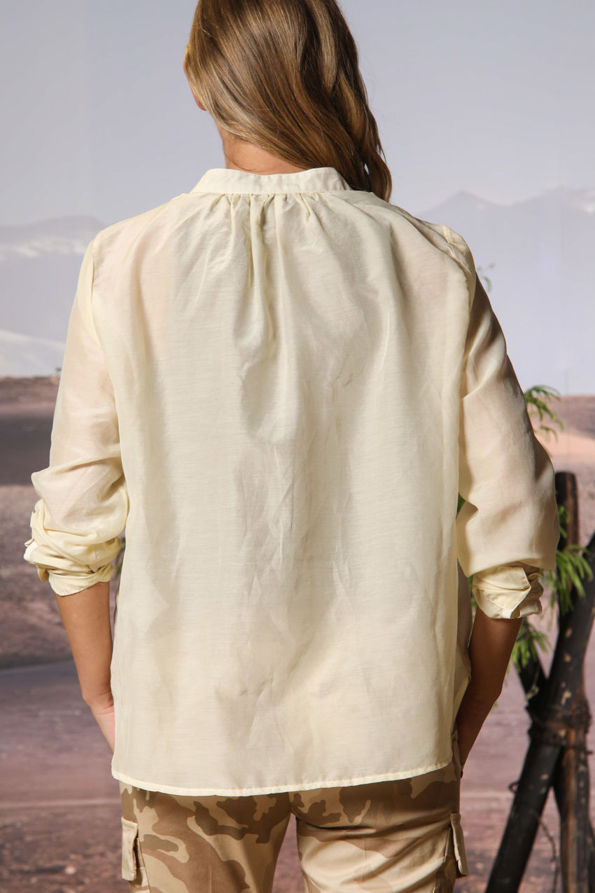 Adele chemise femme à manches longues en mousseline mélange Coton et Soie