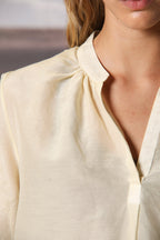 Adele chemise femme à manches longues en mousseline mélange Coton et Soie