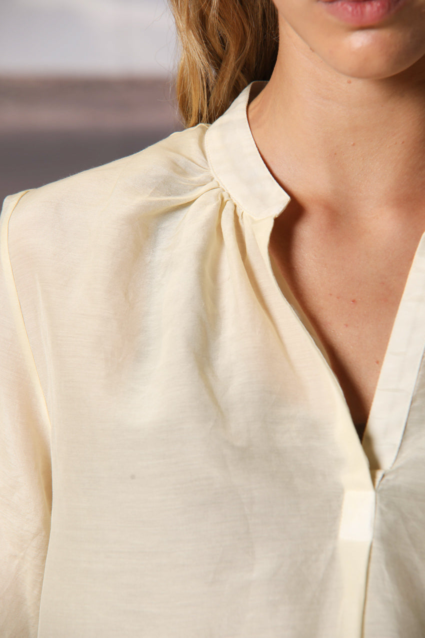 Adele chemise femme à manches longues en mousseline mélange Coton et Soie