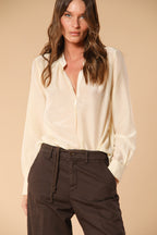 Adele camicia donna a manica lunga in mussola misto cotone e seta