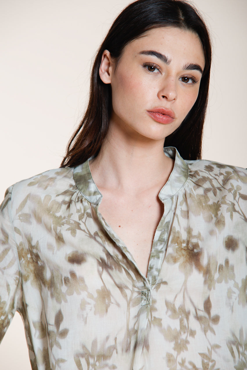 Adele Hemd Damen Langarm aus Baumwollmusselin Blumenmuster