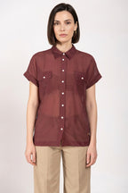 Natalie women's shirt short-sleeved in cotton and silk muslin