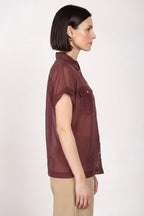 Natalie women's shirt short-sleeved in cotton and silk muslin