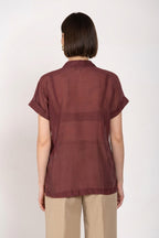 Natalie women's shirt short-sleeved in cotton and silk muslin
